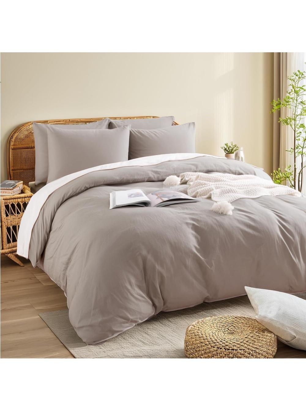 NEW NEXHOME PRO Duvet Cover Set 100% Washed Cotton Oversized King 120"x98" - Picture 2 of 9